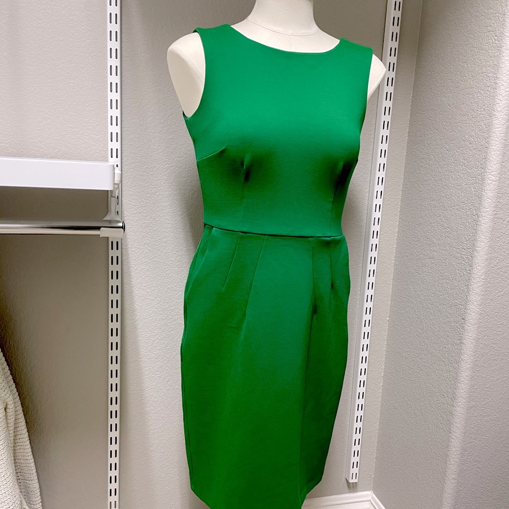 Lands End Ponte Knit Sheath Dress Green 0P